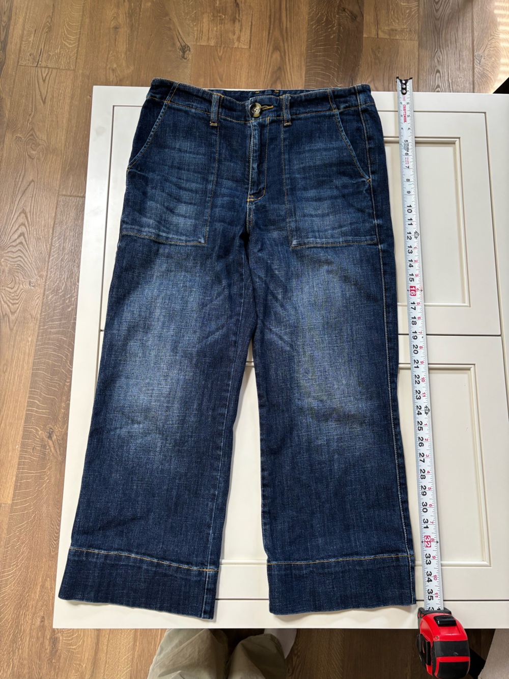 CAbi Women's Cropped Wide-Leg Jeans in Dark Indigo